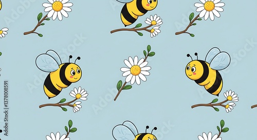Grumpy Bees & Daisies AI Generated