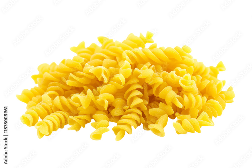 Photo a of yellow pasta isolated on a white background Photo a of yellow pasta isolated on a white background