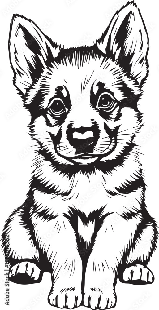 Fototapeta premium German Shepherd puppy. Hand drawn vector illustration