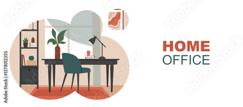 Banner interior design,home decor.A template with a space for the text.Flat vector illustration.