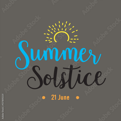 Summer Solstice Typography Design,Elegant Summer Solstice Calligraphy,Summer Solstice June 21 Celebration,Minimalist Summer Solstice Lettering,Handwritten Summer Solstice Vector,Summer Solstice Artist
