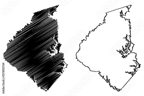 Oconee County, State of South Carolina (U.S. county, United States of America, USA, U.S., US) map vector illustration, scribble sketch Oconee map