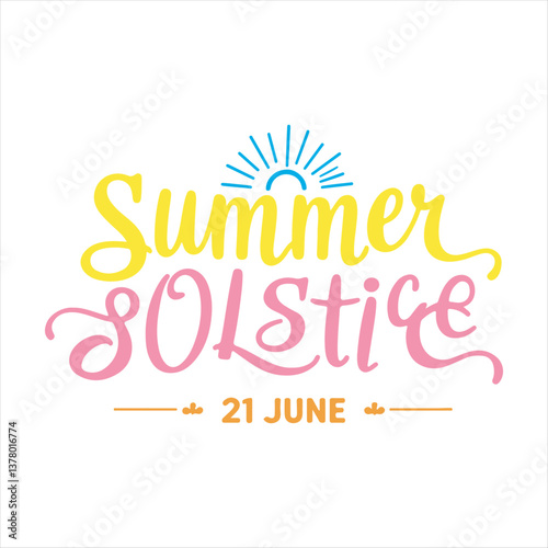 Summer Solstice Typography Design,Elegant Summer Solstice Calligraphy,Summer Solstice June 21 Celebration,Minimalist Summer Solstice Lettering,Handwritten Summer Solstice Vector,Summer Solstice Artist