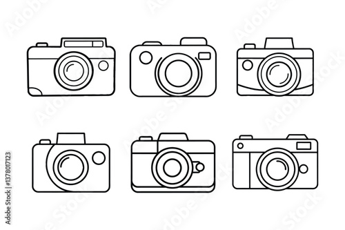 Simple Line Art Illustrations of Various Cameras