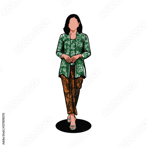 Vector Image Illustration of Indonesian Kebaya Dress