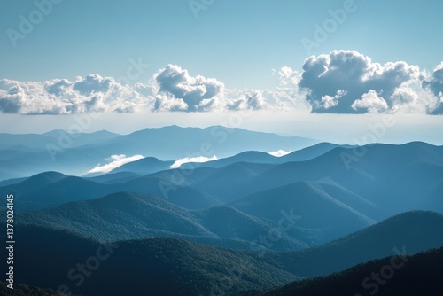 Brasstown Bald. A Beautiful Autumn Day at the Appalachian Mountains with Silhouette Background