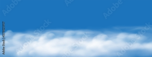 Vector of realistic big white cloud on blue sky background