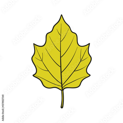Poplar Leaf Vector – Simple Illustration, Botanical Clipart, Nature Silhouette