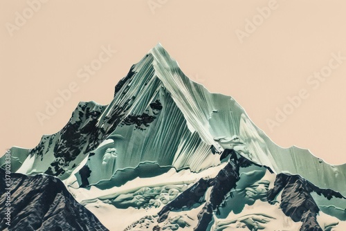 Obraz na płótnie Mountain retro paper collage illustration abstract nature. w salonie
