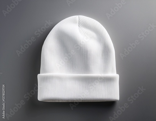 plain white beanie hat mockup on clean background