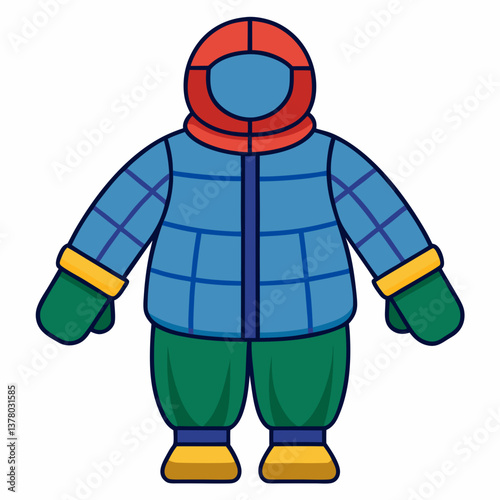 quilted winter snowsuit with attached mittens 