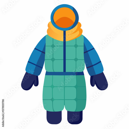quilted winter snowsuit with attached mittens 