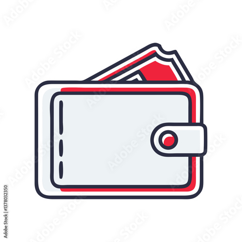 Iconic wallet with cash on a transparent background  
