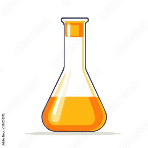 A Beaker, Flat vector, minimalist design, isolated on a white background.