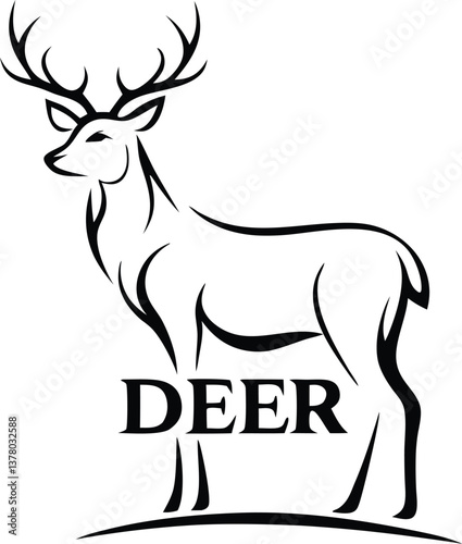 Elegant Deer Silhouette Logo Design, Wildlife Animal Art