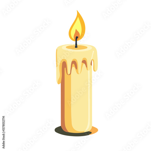 Flat vector candle, minimalist design, isolated on a white background.


