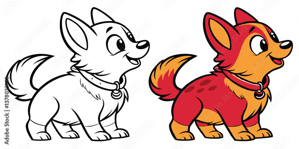 Fototapeta premium Cute cartoon puppy vector illustration