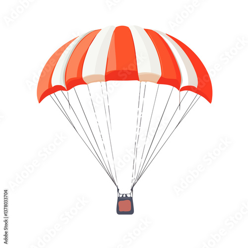 Flat vector parachute, minimalist design, isolated on a white background.

