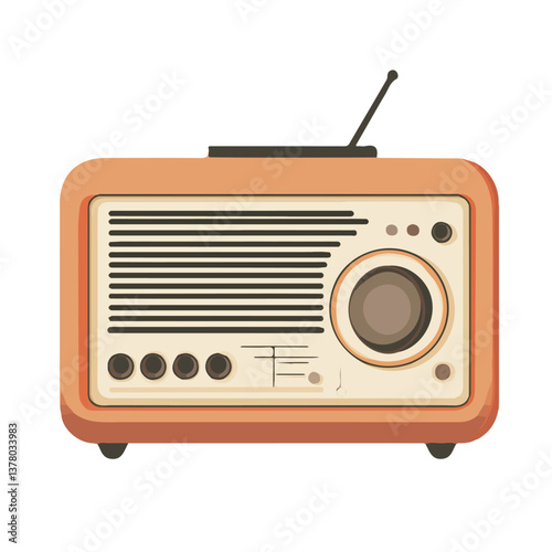 A Radio, Flat vector, minimalist design, isolated on a white background.