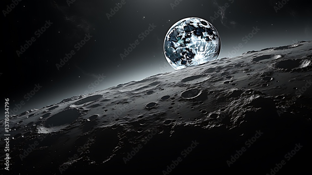 Obraz premium Earthrise from the Moon's Surface: A Stunning Celestial View