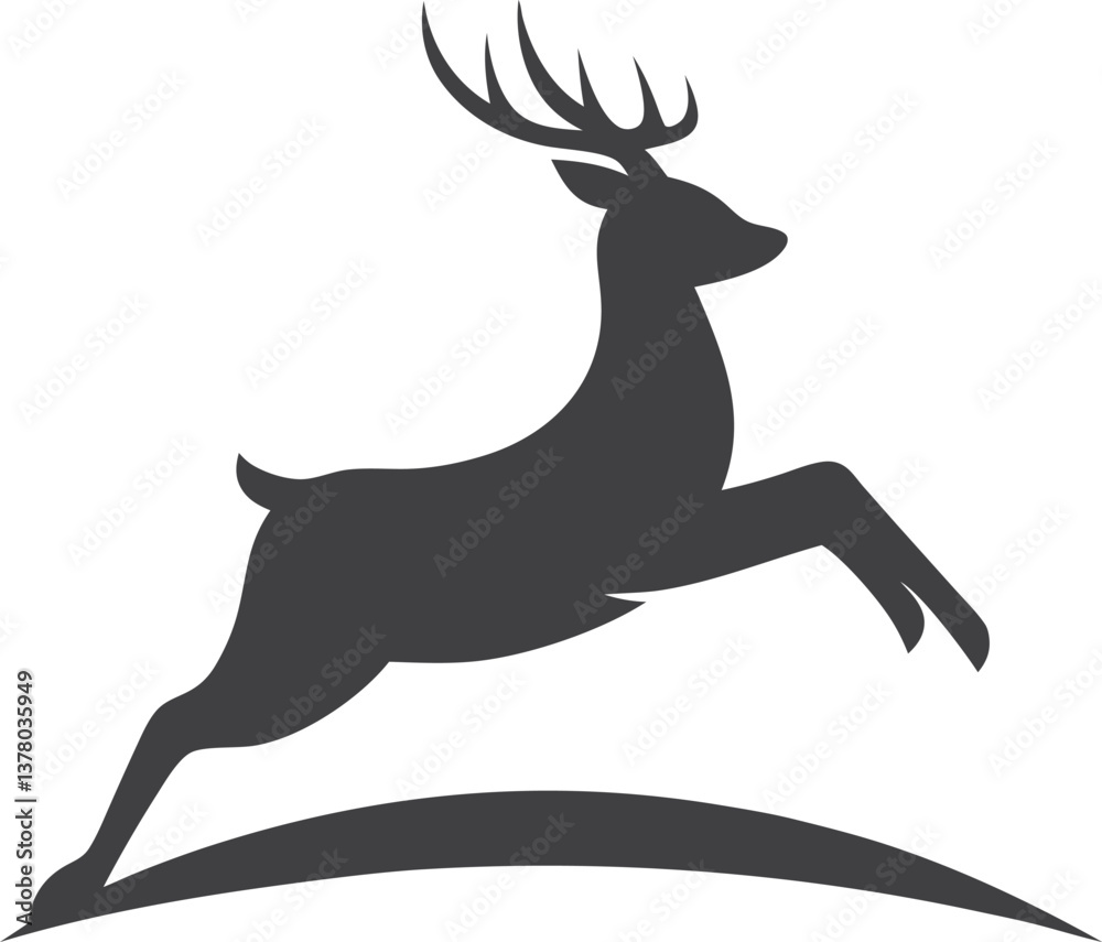 Obraz premium Majestic Deer Leaping Silhouette Nature, Wildlife, Logo Design