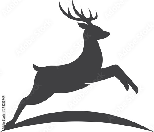 Majestic Deer Leaping Silhouette Nature, Wildlife, Logo Design