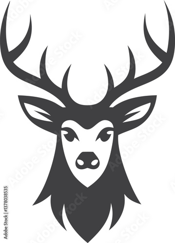 Majestic Deer Head Logo Design Elegant Antlers, Wildlife Symbol