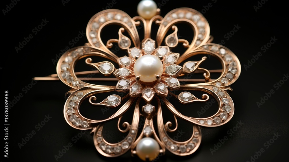 Fototapeta premium A photo of a vintage pearl brooch. ,
