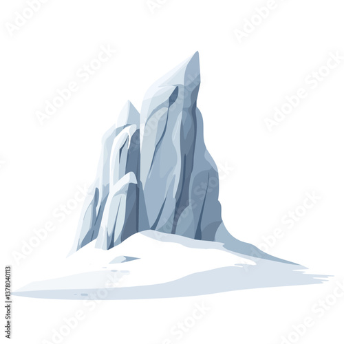Snowy Bluff, Flat vector, minimalist design, isolated on a white background.