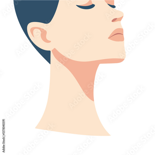 Thin Neck, Flat vector, minimalist design, isolated on a white background.