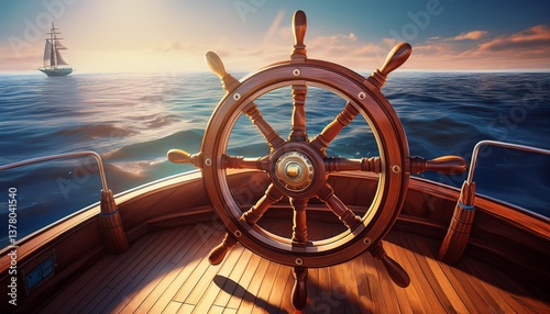 a rudder steering a ship representing guidance control and steering towards goals photo
