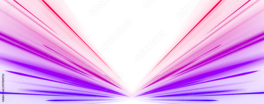 High speed IT technology concept, abstract stripes as data transfer on white background in png format. A colorful motion background of city light trails.	
