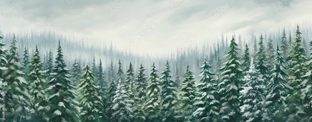 Fototapeta premium confieros tree with snow