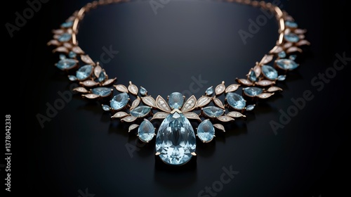 A photo of an aquamarine necklace.