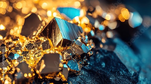 Raw lithium ore crystals on dark granite with metallic reflections, showcasing strategic mineral resources and clean energy materials for industrial use.
