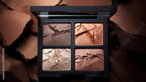 A photo of an eyeshadow quad with natural tones.