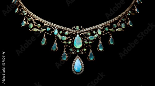 A photo of an opal-studded necklace.