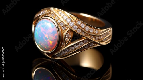 A photo of an opal-studded ring.
