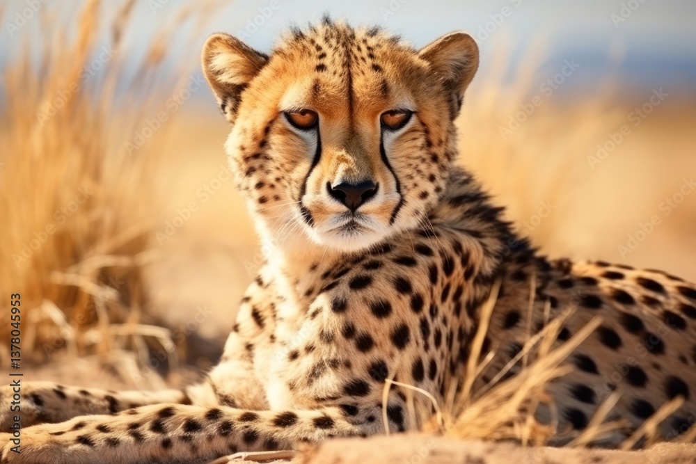 Cheetah lying wildlife savanna animal.