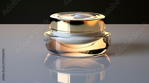 A photo of an open cosmetic jar with a lid.