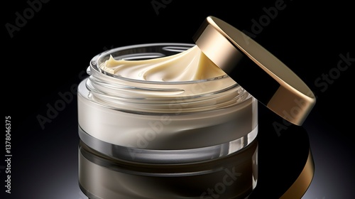 A photo of an open jar of anti-aging cream.