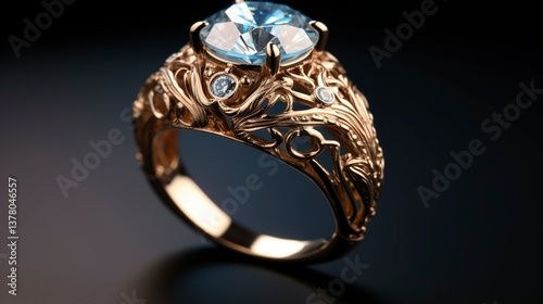 A photo of an ornate filigree ring.