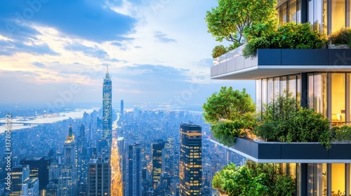 Transforming urban landscapes innovative green building with recycled materials in a sustainable city environment
