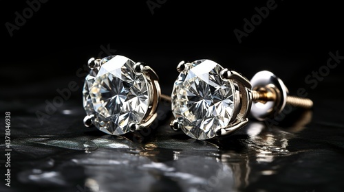 A photo of diamond stud earrings.