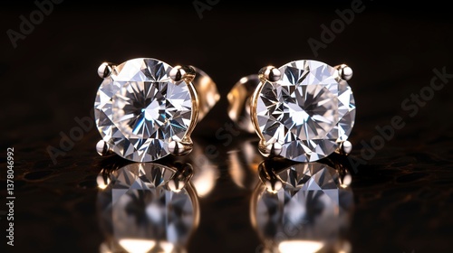 A photo of diamond stud earrings.