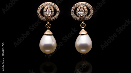 A photo of pearl drop earrings.