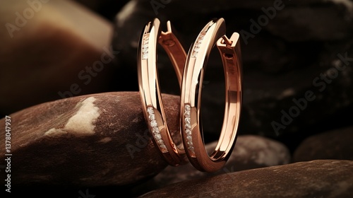 A photo of rose gold hoop earrings.