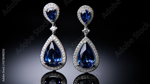 A photo of sapphire drop earrings.