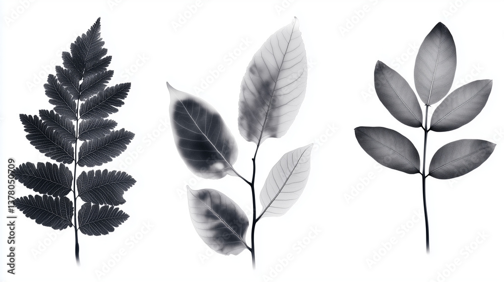 Obraz premium Skeletal ash leaves pack in x-ray style