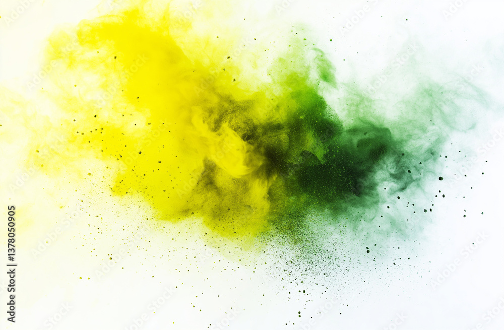 Obraz premium Vibrant Green and Yellow Powder Explosion with Abstract Patterns